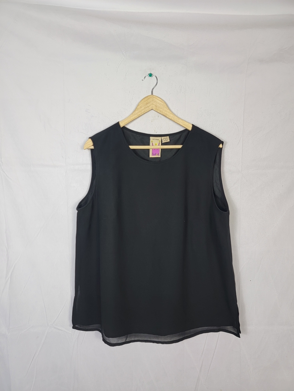 Women'a Size 1X Original Anthony  Black Sleeveless Chiffon Blouse